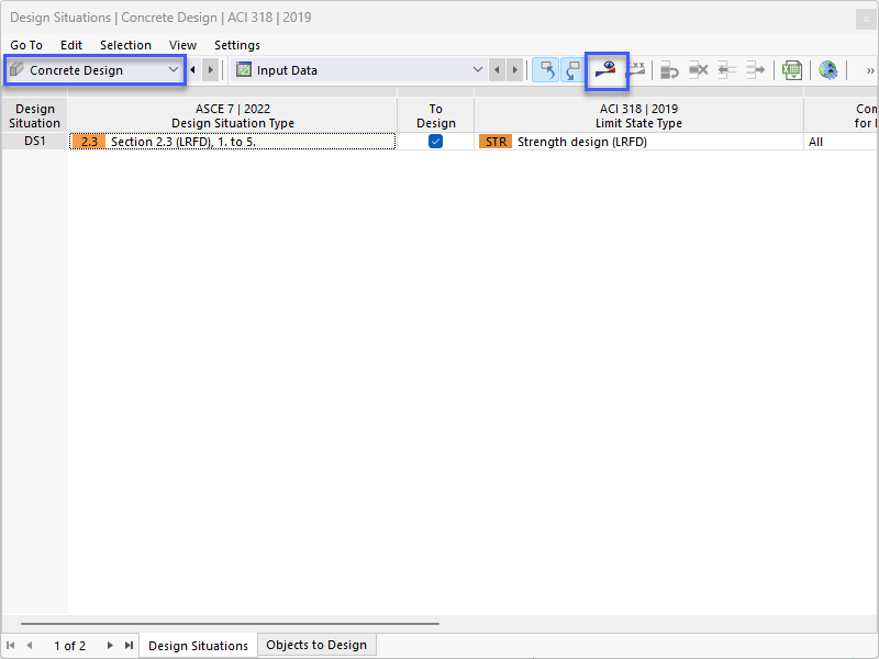 Spuštění výpočtu výsledků posouzení betonu