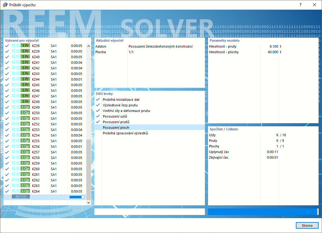 Průběh výpočtu pro posouzení montovaného betonu