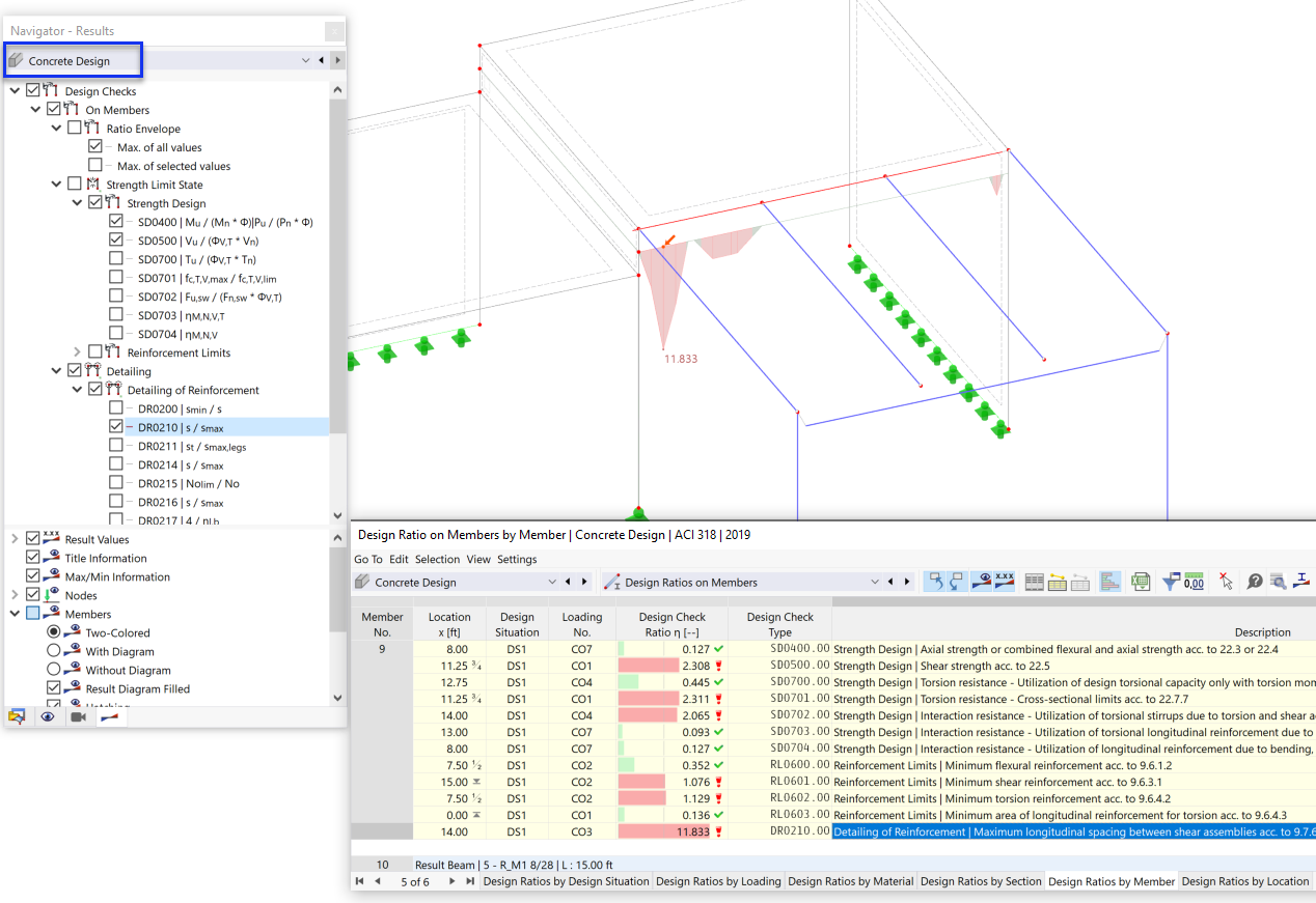 Konstrukční uspořádání žebrové výztuže po úpravě