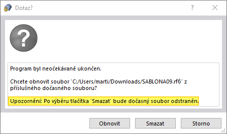 FAQ 005249 | Kde najdu záložní soubor v programu RFEM 6?