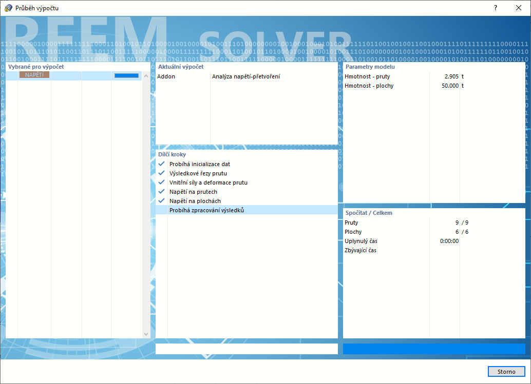 Průběh výpočtu napětí-přetvoření