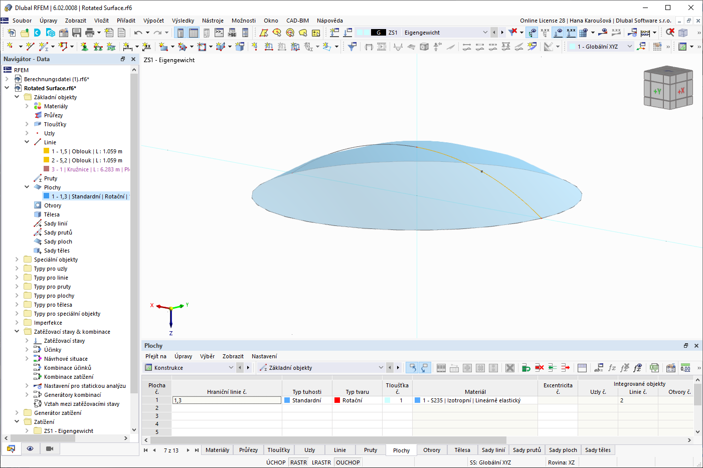 FAQ 005250 | V programu RFEM bych chtěl vytvořit rotačně symetrickou plochu. Rotační plocha se však nevytvoří. Co může být příčinou?