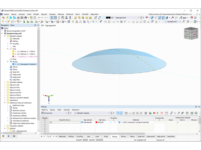 FAQ 005250 | V programu RFEM bych chtěl vytvořit rotačně symetrickou plochu. Rotační plocha se však nevytvoří. Co může být příčinou?