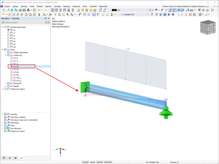 FAQ 005251 | V kterém bodě průřezu se uvažují podpory a zatížení při výpočtu vázaného kroucení?