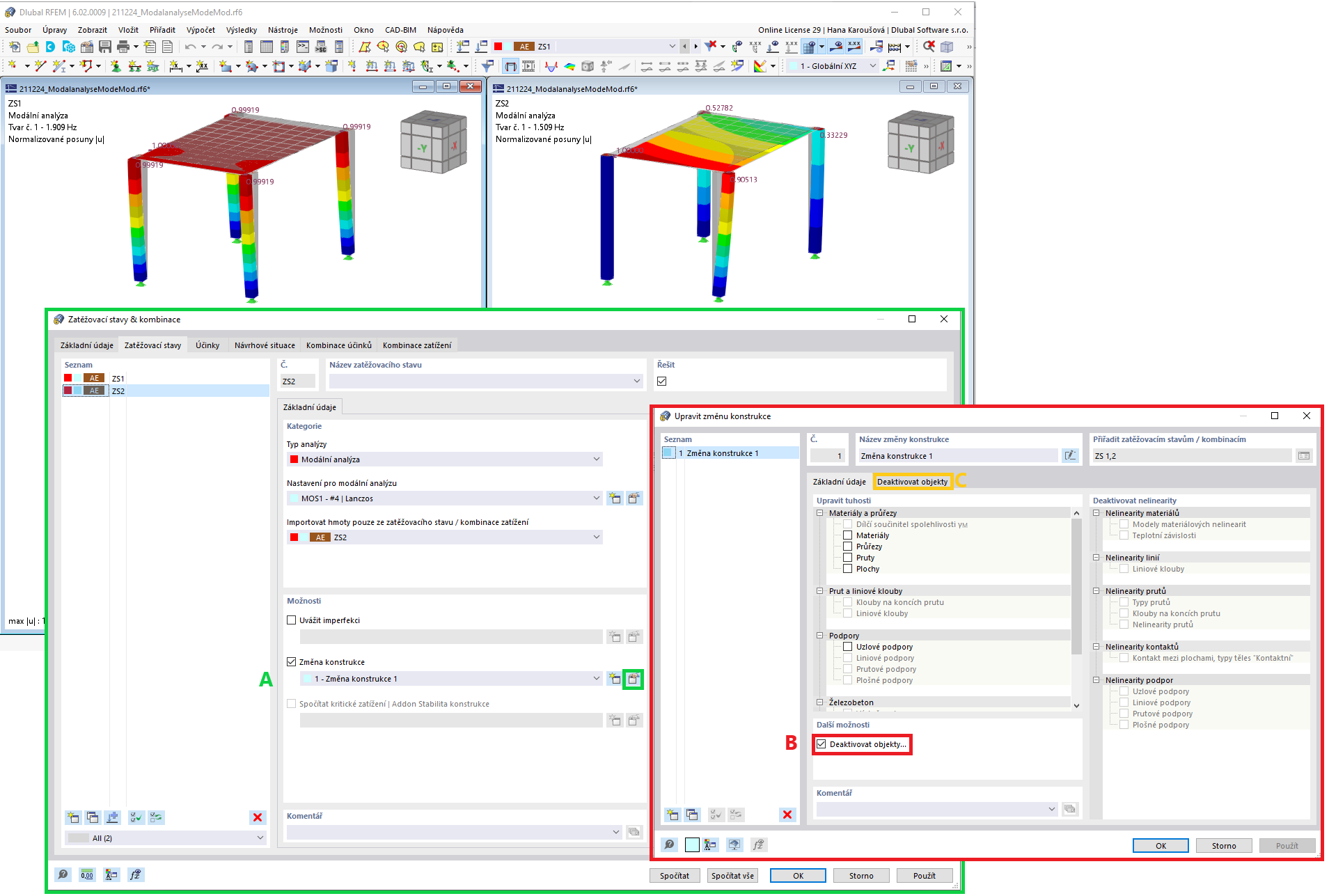 Úprava konstrukce pro modální analýzu