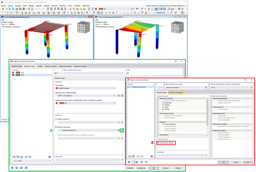 Úprava konstrukce pro modální analýzu