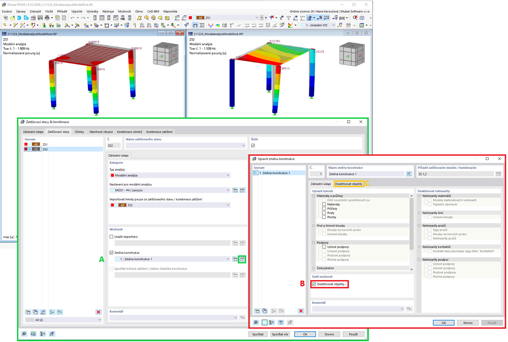 Úprava konstrukce pro modální analýzu