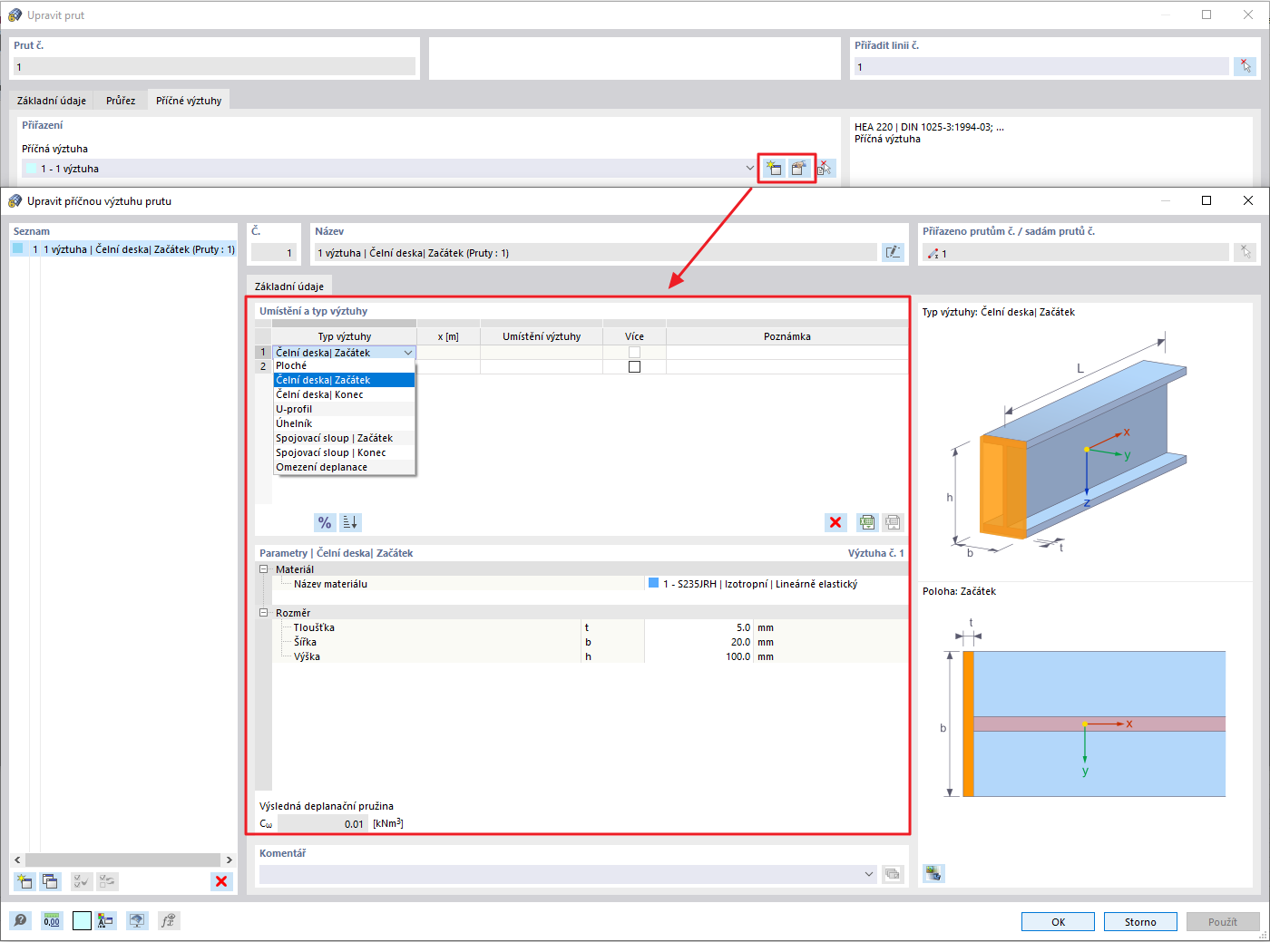 FAQ 005252 | Jak mohu definovat deplanační pružinu nebo vetknutí proti deplanaci?