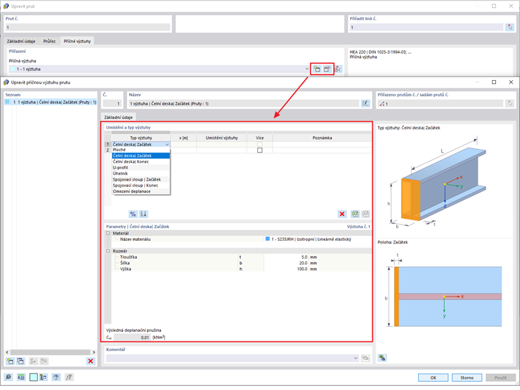 FAQ 005252 | Jak mohu definovat deplanační pružinu nebo vetknutí proti deplanaci?