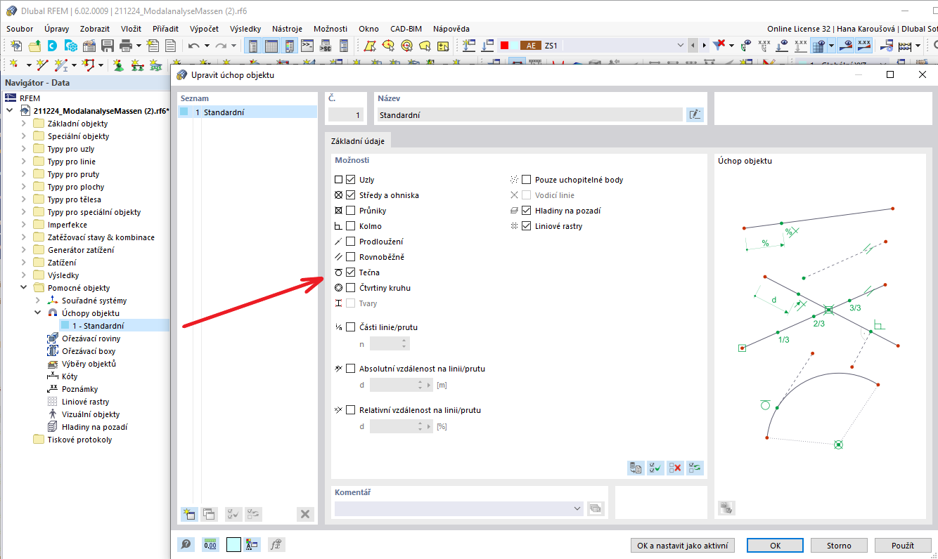 FAQ 005253 | Existuje v programu RFEM 6 snadný způsob, jak vytvořit tečnu ke kružnici?