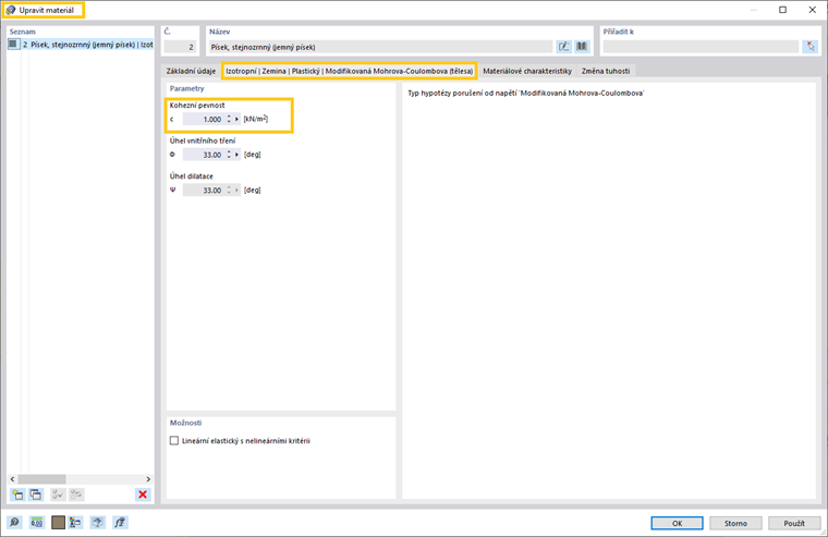 FAQ 005254 | Jakou hodnotu kohezní pevnosti mohu použít pro soudržnost, abych se vyhnul singularitám?