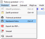 Otevření nastavení tisku v menu pro tiskový protokol