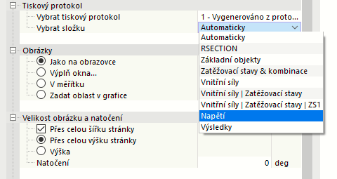 Výběr složky tiskových protokolů pro grafiku