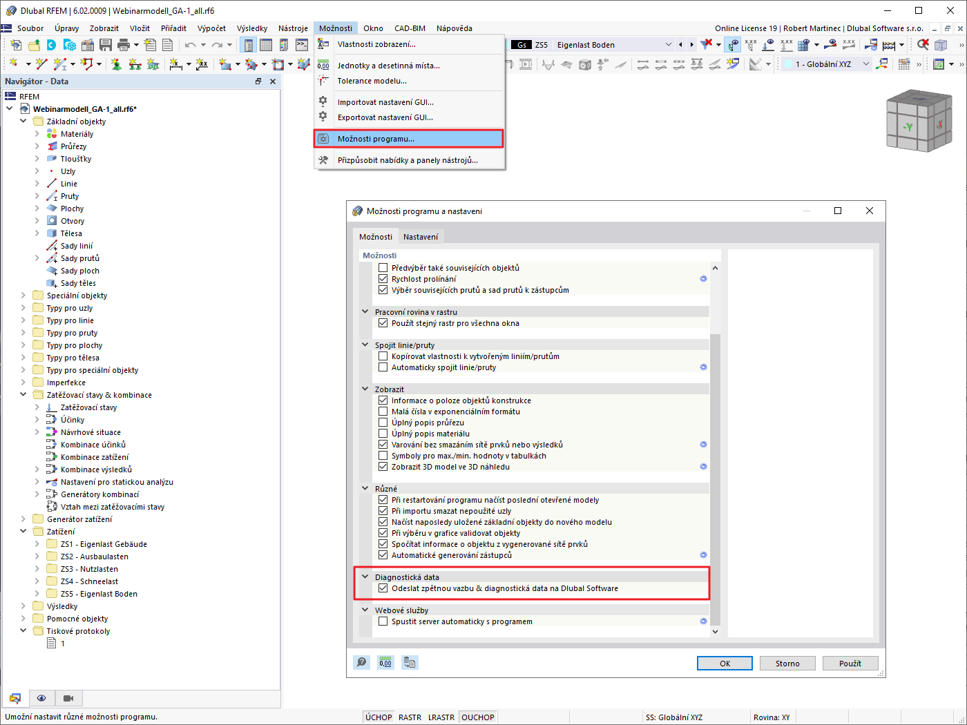 FAQ 005257 | Pracuji momentálně v zahraničí a občas se musím přihlásit do programu pomocí mobilních dat za vysoké poplatky. Jakou spotřebu dat provoz programu RFEM