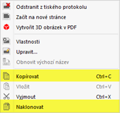 Možnosti kontextové nabídky pro kopírování nebo klonování