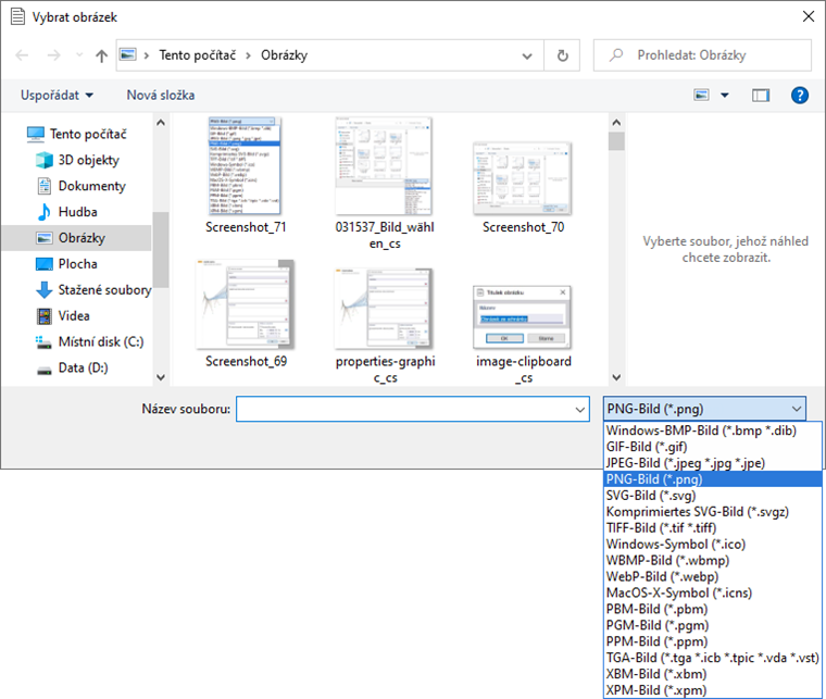 Výběr souboru s obrázkem