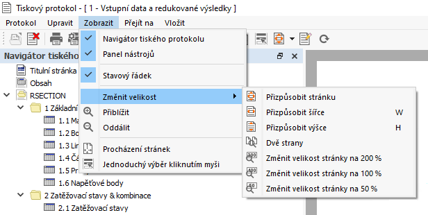 Tiskový protokol Nabídka „Zobrazit“