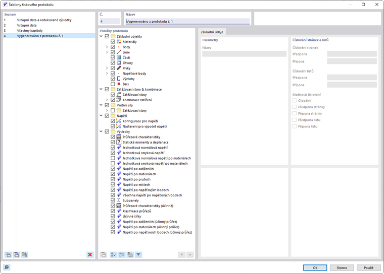 Uložení šablony tiskového protokolu