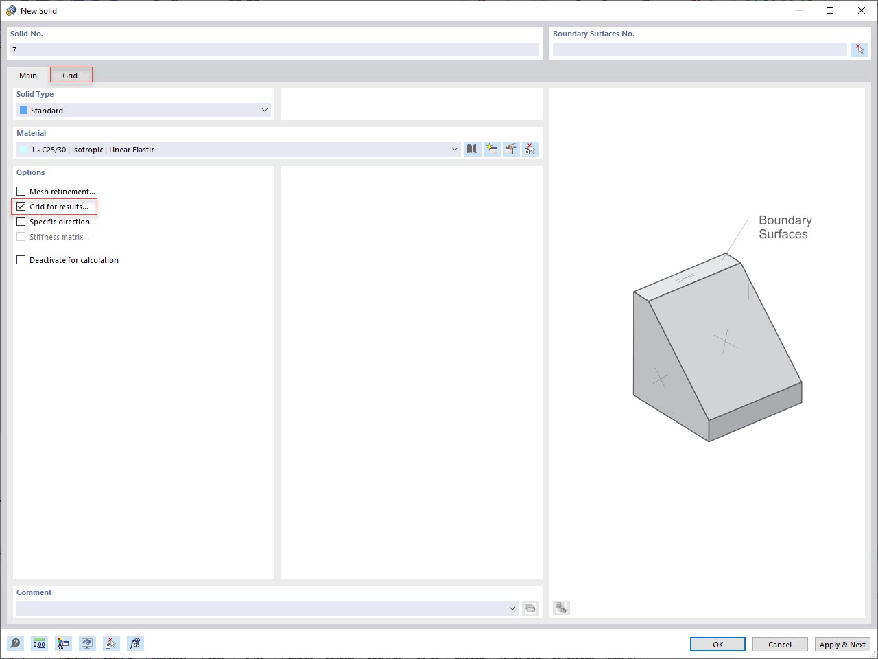 Funkce 002430 | Rastr pro výsledky na tělesech