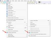 Funkce "Automaticky spojovat linie/pruty" v hlavní nabídce (1) a obecné kontextové nabídce (2)