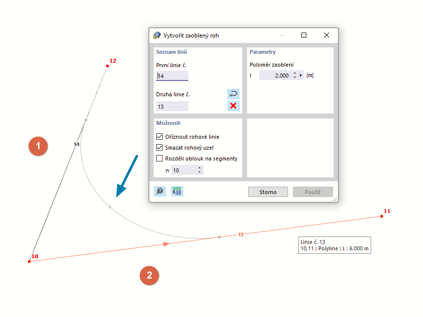Vytvořit zaoblený roh