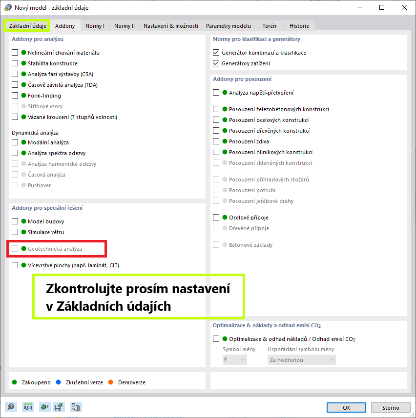 FAQ 005264 | Mám licenci k addonu Geotechnická analýza a zobrazuje se mi jako dostupná. Přesto však addon nelze aktivovat. Co může