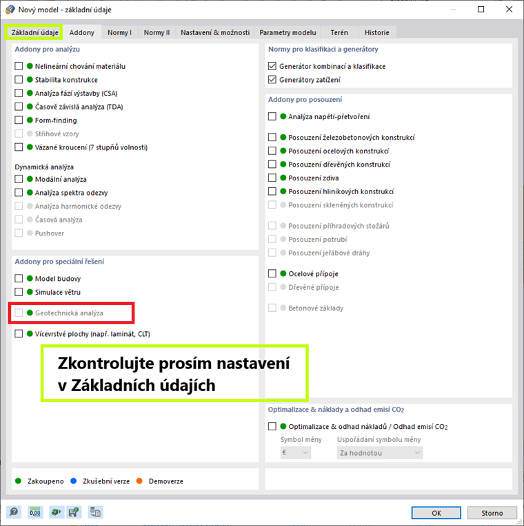 FAQ 005264 | Mám licenci k addonu Geotechnická analýza a zobrazuje se mi jako dostupná. Přesto však addon nelze aktivovat. Co může