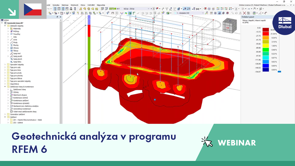 Prezentace geotechnických analýz v RFEM 6 s příklady užití a aplikací. Webinar zaměřený na analýzu půdní mechaniky.