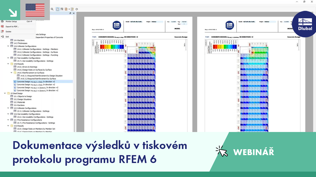 Dokumentace výsledků v tiskovém protokolu programu RFEM 6