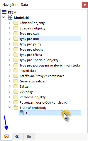 Otevření tiskového protokolu