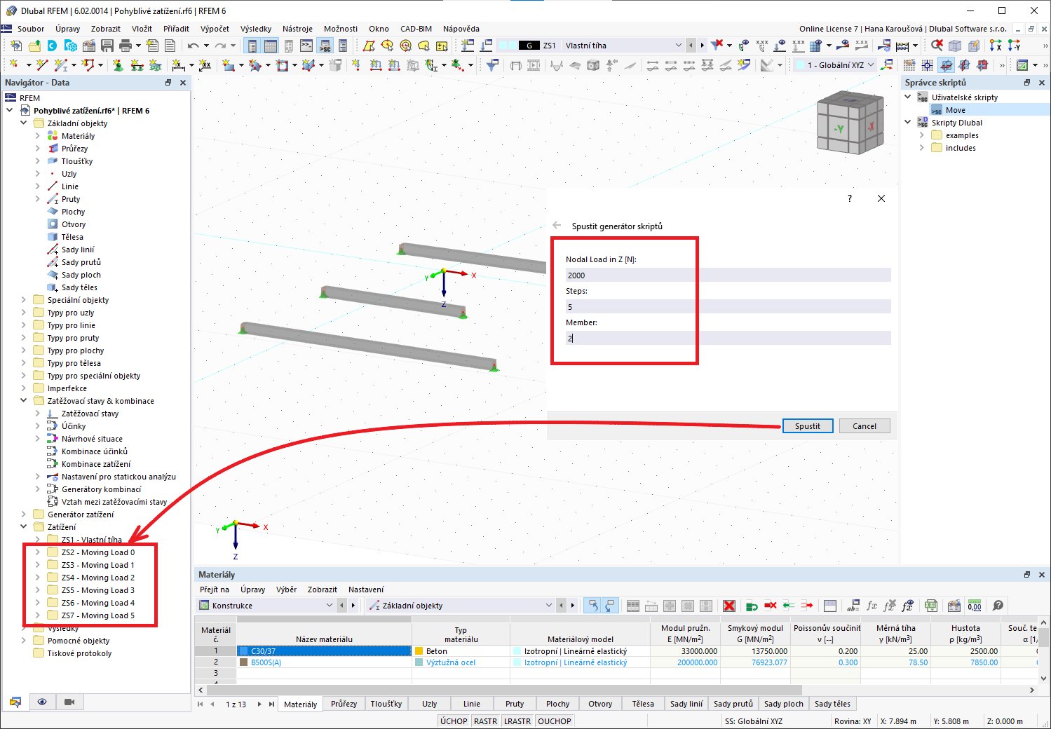FAQ 005270 | Chtěl bych v modelu použít pohyblivá zatížení na pruty, ale nemohu najít přídavný modul RF-MOVE. Co mám dělat?