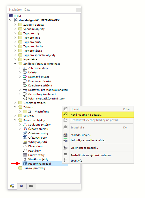 Navigátor - Data: Hladina na pozadí