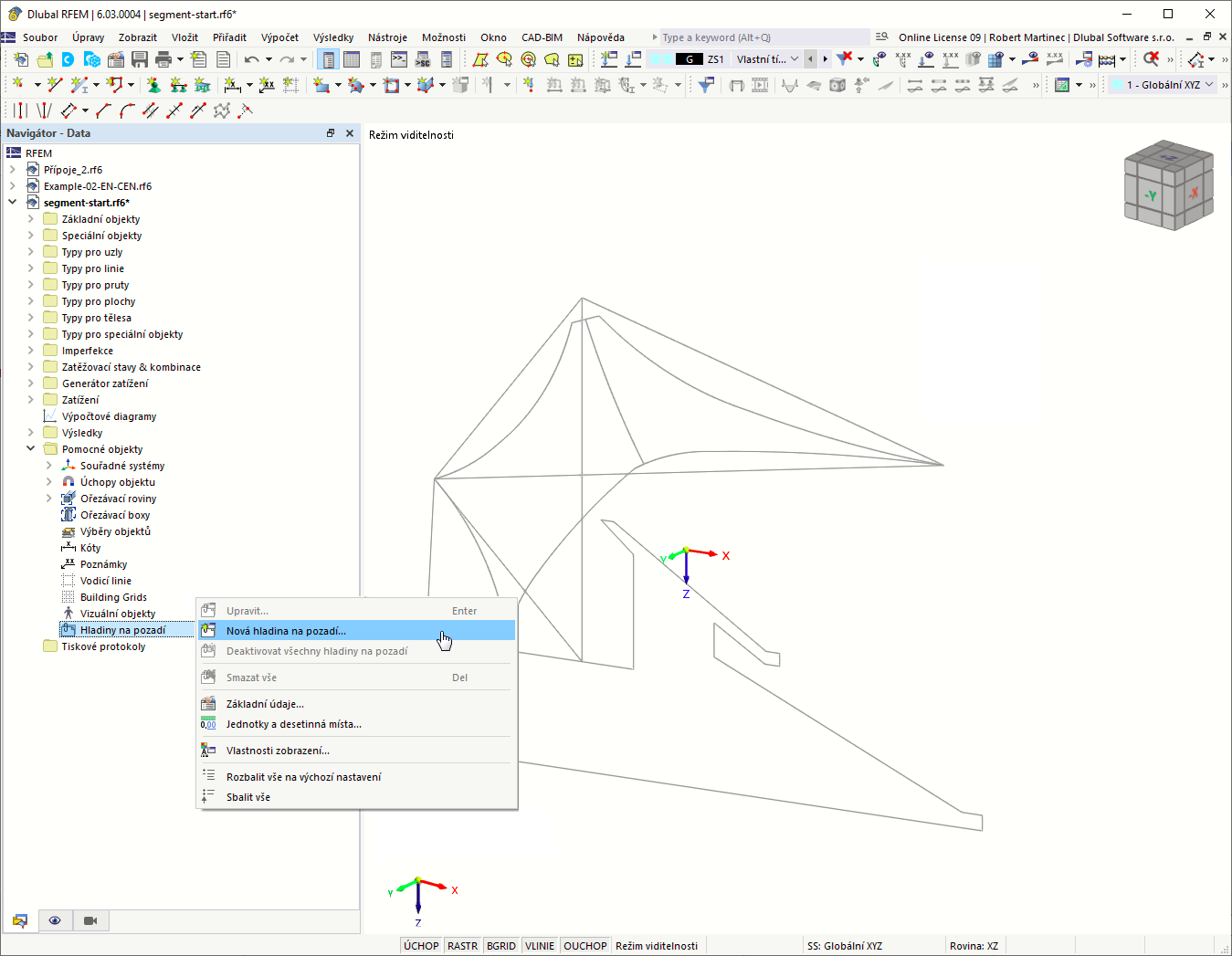 Hladina na pozadí v programu RFEM