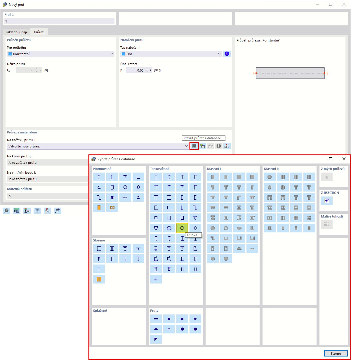 Databáze průřezů