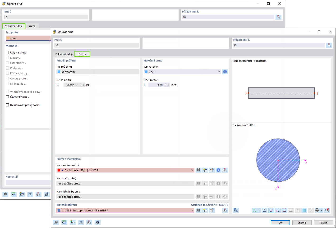 Průřez taženého prstence