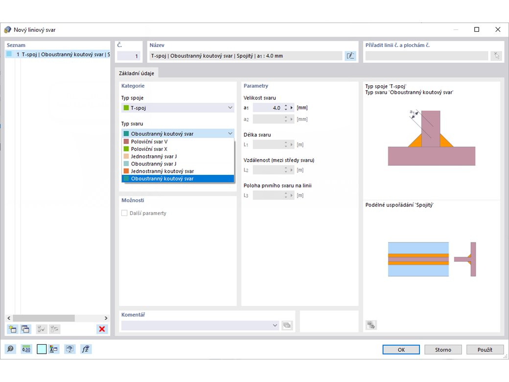 Zadání liniového svaru