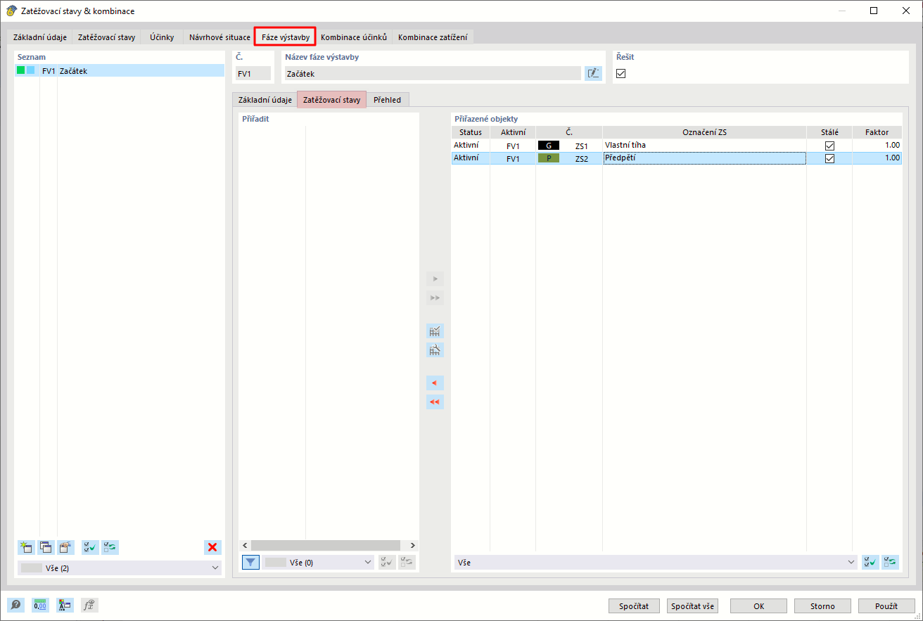 Seznam "Přiřazené objekty"