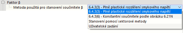 Výběr metody stanovení součinitele zvyšujícího zatížení β