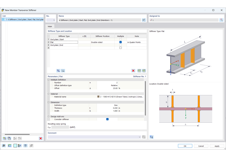 Vícenásobná definice příčných výztuh