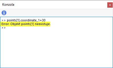 Výpis chyby v konzoli