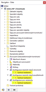 Standardní konfigurace pro posouzení betonu podle ACI 318