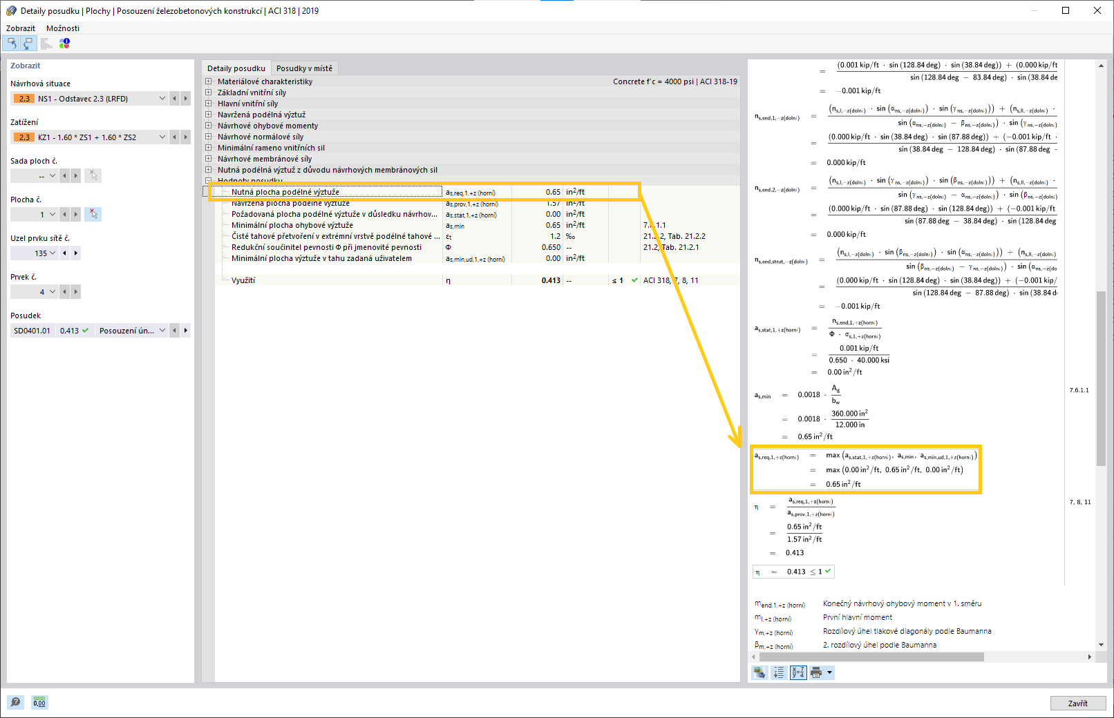 FAQ 005280 | Jak mohu zkontrolovat, jak program RFEM 6 stanovil nutnou výztuž?