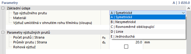 Vyberte typ výztuže