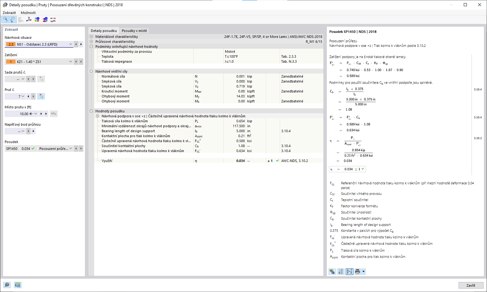 Detaily posouzení dřevěných konstrukcí Tlak kolmo k vláknům | NDS