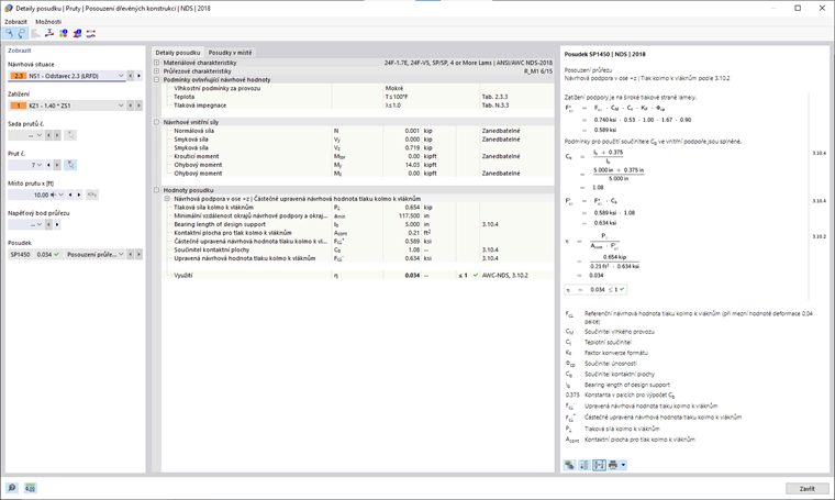 Detaily posouzení dřevěných konstrukcí Tlak kolmo k vláknům | NDS