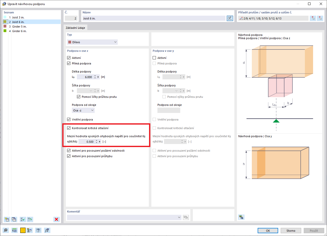 Zadání podpory při posouzení dřeva | CSA O86