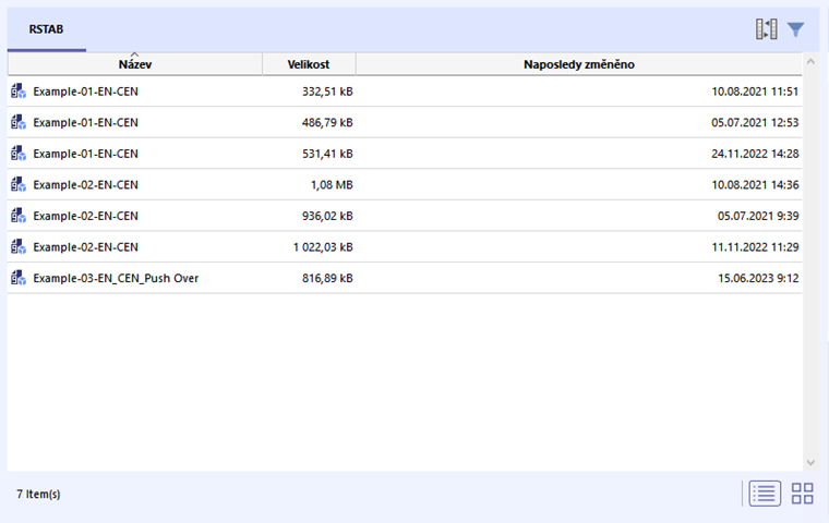 Modely v zobrazení seznamu s místní nabídkou modelu