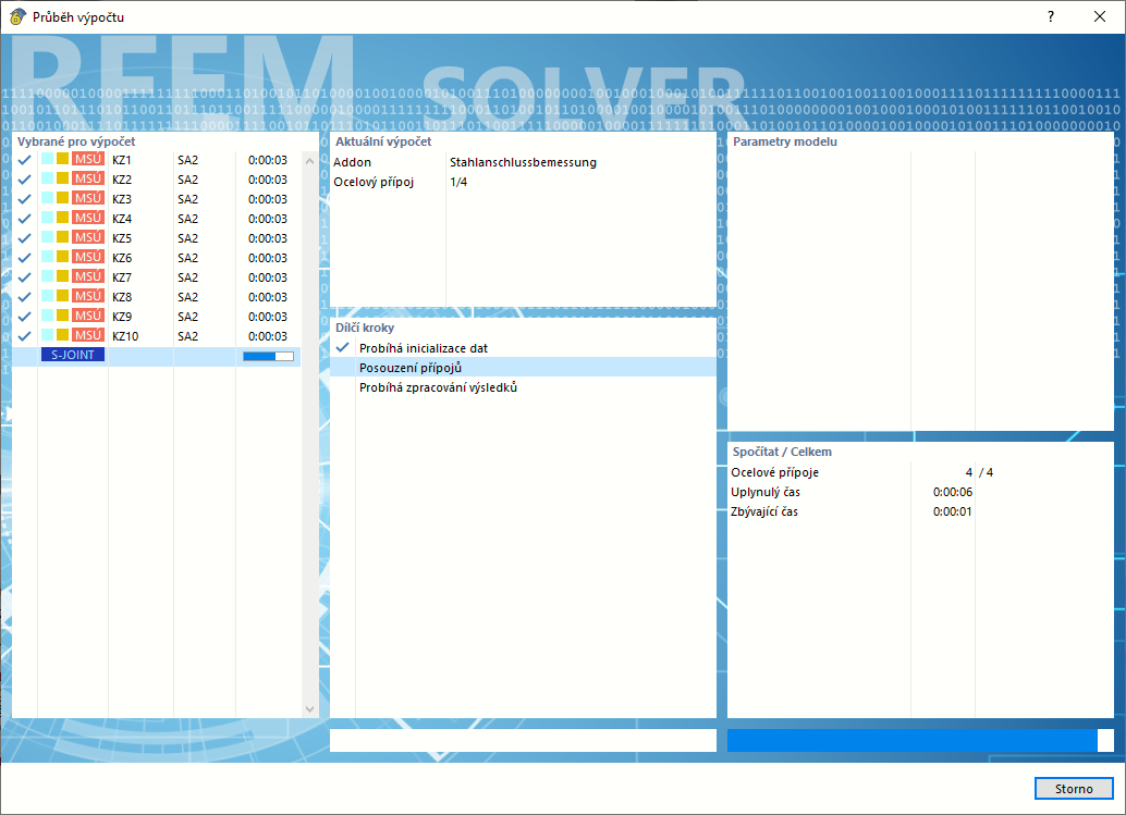 Průběh výpočtu ocelových přípojů