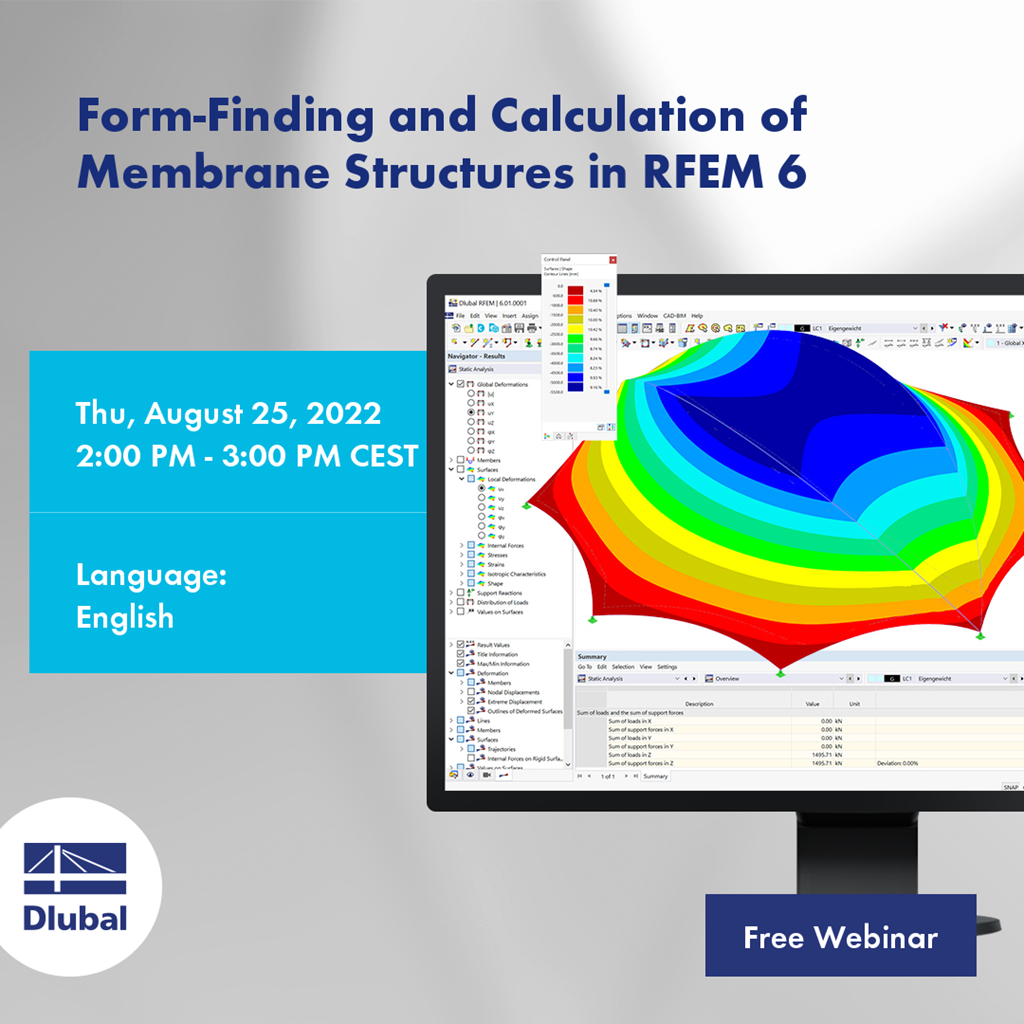Form-finding a výpočet membránových konstrukcí v programu RFEM 6