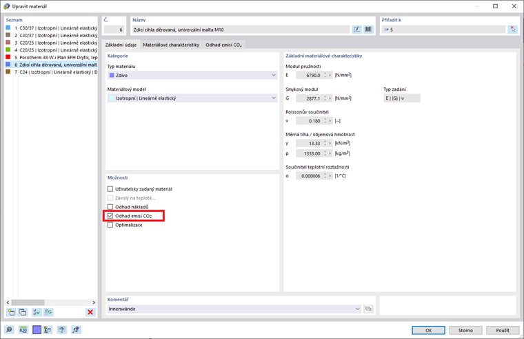 Aktivace možnosti "Odhad emisí CO2"